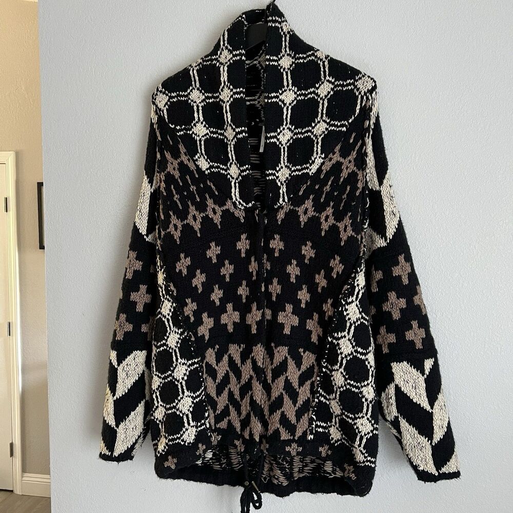 Free People Bright & Optimistic Cardigan in the onyx caribou Size S - Picture 1 of 6